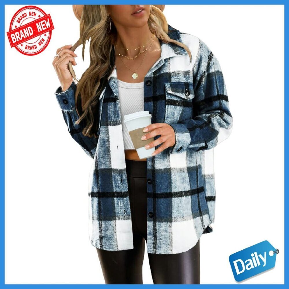 Soft Flannel Shacket Plaid Button Down Shirt Midweight Fall Winter Jacket